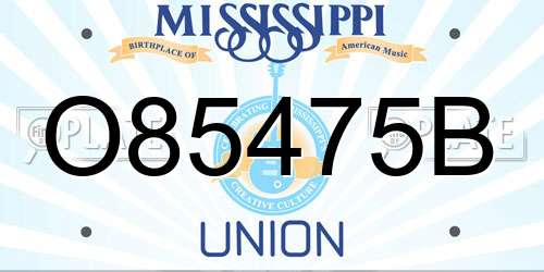 O85475B Mississippi License Plate