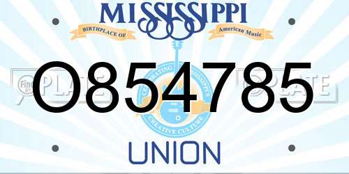 O854785 Mississippi License Plate
