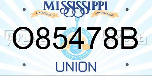 O85478B Mississippi License Plate