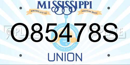 O85478S Mississippi License Plate