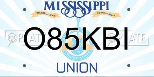 O85KBI Mississippi License Plate