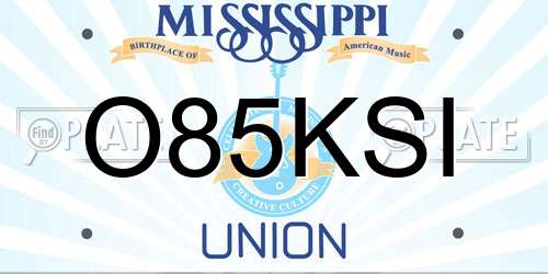 O85KSI Mississippi License Plate