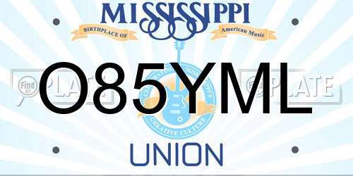 O85YML Mississippi License Plate
