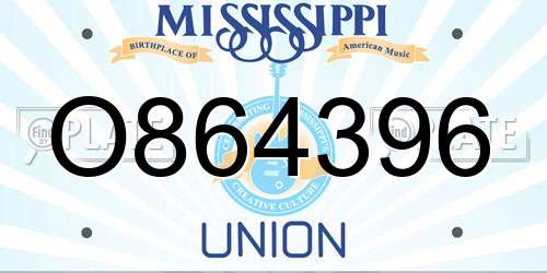 O864396 Mississippi License Plate