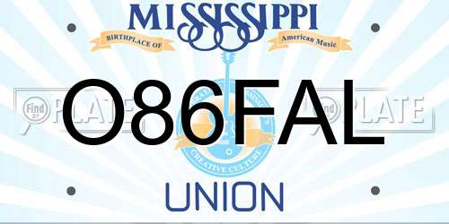 O86FAL Mississippi License Plate