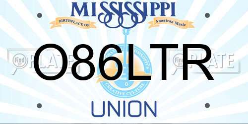O86LTR Mississippi License Plate