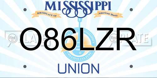 O86LZR Mississippi License Plate