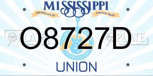 O8727D Mississippi License Plate
