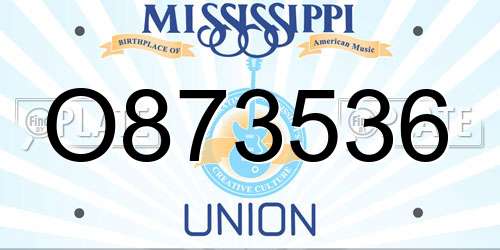 O873536 Mississippi License Plate