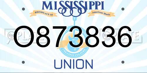 O873836 Mississippi License Plate