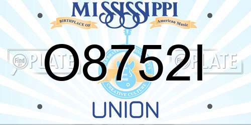 O8752I Mississippi License Plate