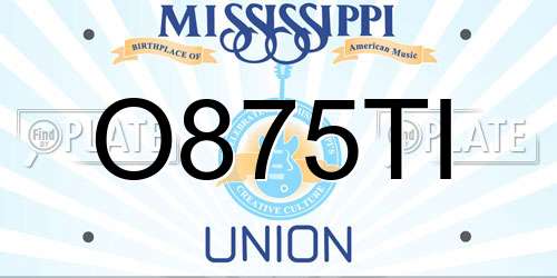 O875TI Mississippi License Plate