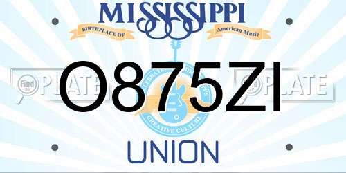 O875ZI Mississippi License Plate