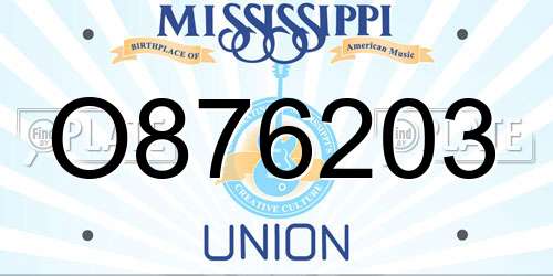 O876203 Mississippi License Plate
