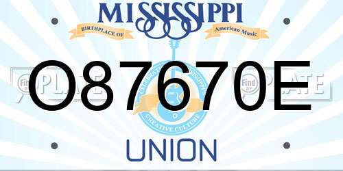 O87670E Mississippi License Plate