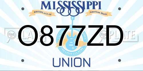 O877ZD Mississippi License Plate