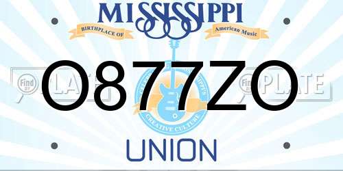 O877ZO Mississippi License Plate