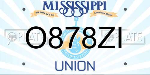 O878ZI Mississippi License Plate