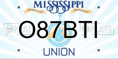 O87BTI Mississippi License Plate