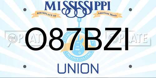 O87BZI Mississippi License Plate