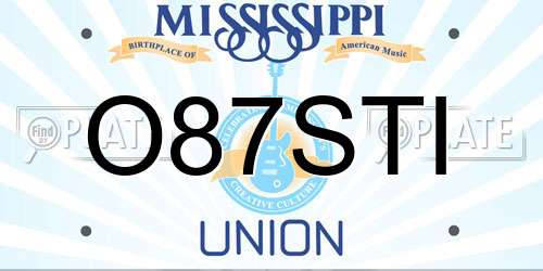 O87STI Mississippi License Plate