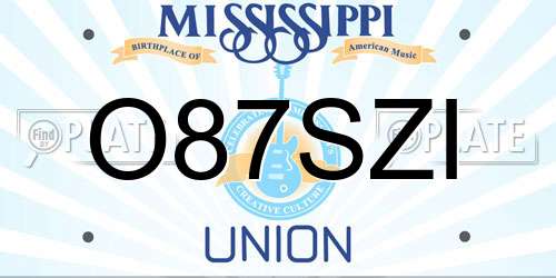 O87SZI Mississippi License Plate