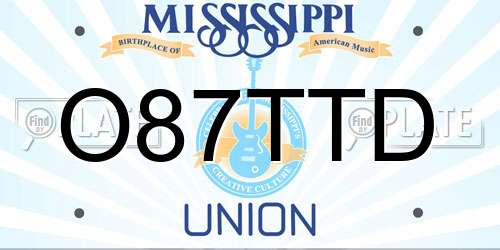 O87TTD Mississippi License Plate