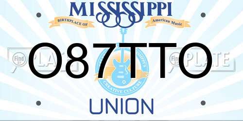 O87TTO Mississippi License Plate