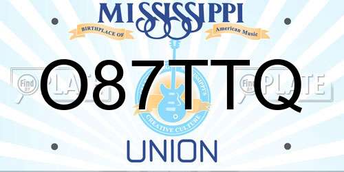 O87TTQ Mississippi License Plate