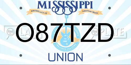 O87TZD Mississippi License Plate