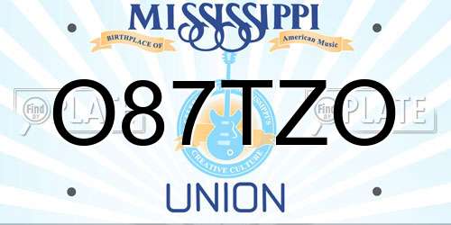 O87TZO Mississippi License Plate