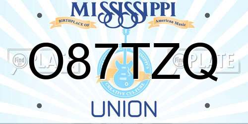 O87TZQ Mississippi License Plate
