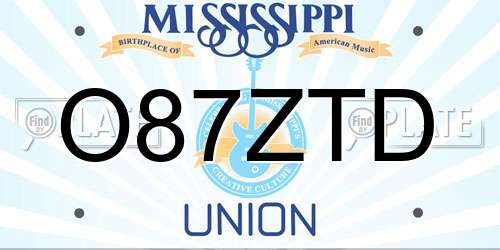 O87ZTD Mississippi License Plate