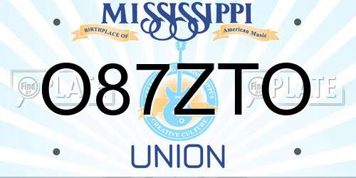 O87ZTO Mississippi License Plate