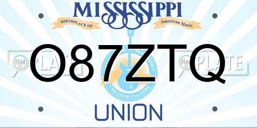 O87ZTQ Mississippi License Plate