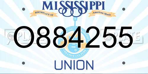 O884255 Mississippi License Plate