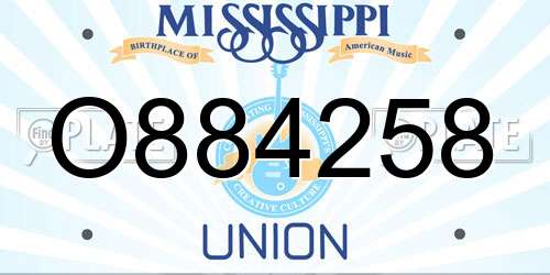 O884258 Mississippi License Plate