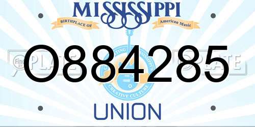 O884285 Mississippi License Plate