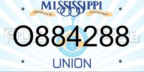 O884288 Mississippi License Plate