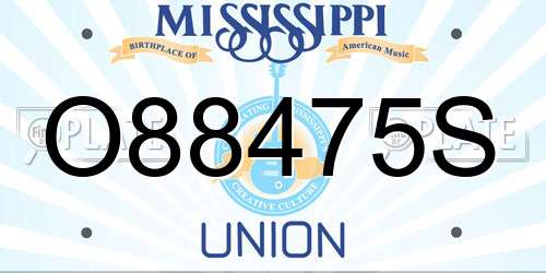 O88475S Mississippi License Plate
