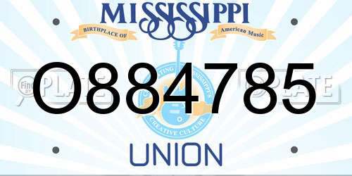 O884785 Mississippi License Plate
