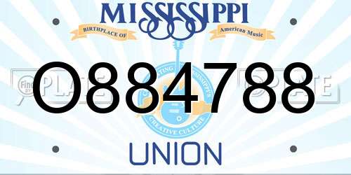 O884788 Mississippi License Plate