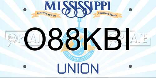 O88KBI Mississippi License Plate