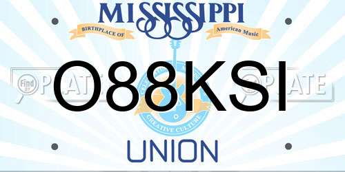 O88KSI Mississippi License Plate