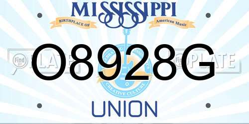 O8928G Mississippi License Plate
