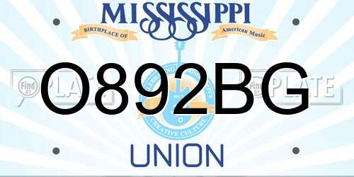 O892BG Mississippi License Plate