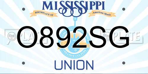 O892SG Mississippi License Plate