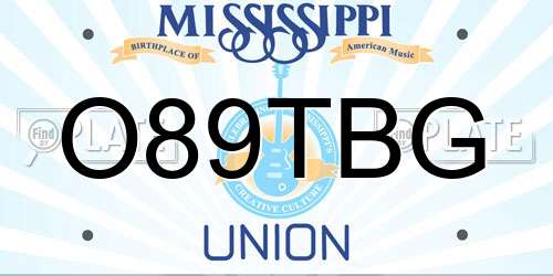O89TBG Mississippi License Plate
