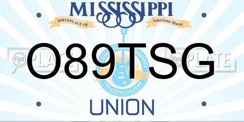 O89TSG Mississippi License Plate