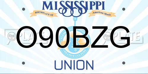 O90BZG Mississippi License Plate